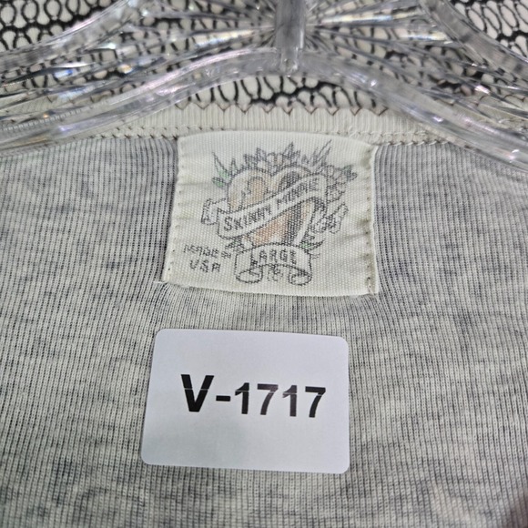 VINTAGE Skinny Minnie Women Top Large Gray Shirt Diamond Express Rhinestones Y2K - Picture 2 of 9